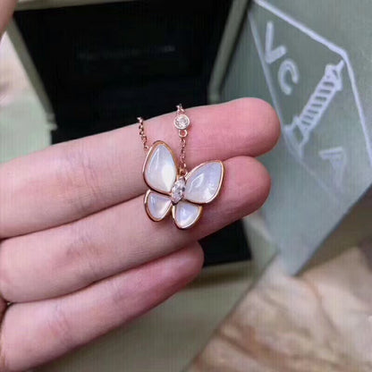 AVSN8   Women's butterfly white fritillary necklace jewelry