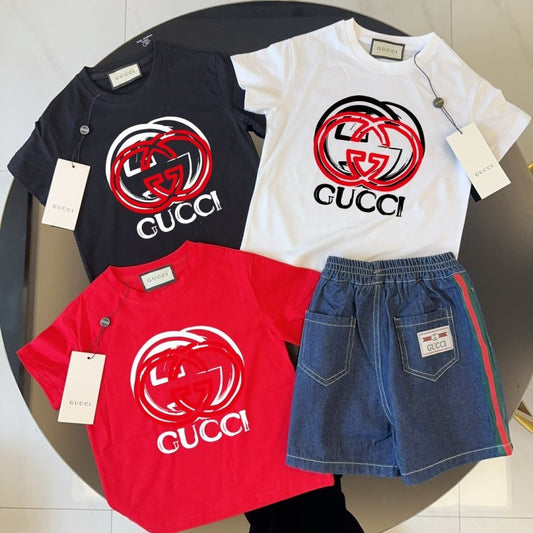 TGUC03  Boys and girls' pure cotton summer short sleeved top T-shirt Clothing