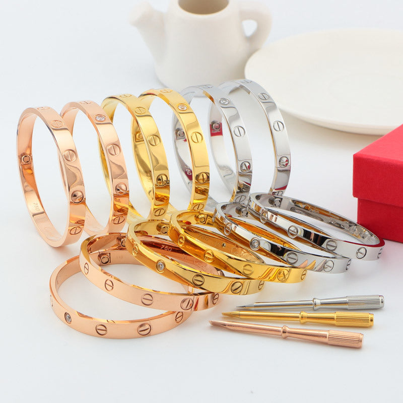 CAB15 LOVE screw bracelet with screwdriver bangle steel 18K gold plated Jewelry 15-22cm