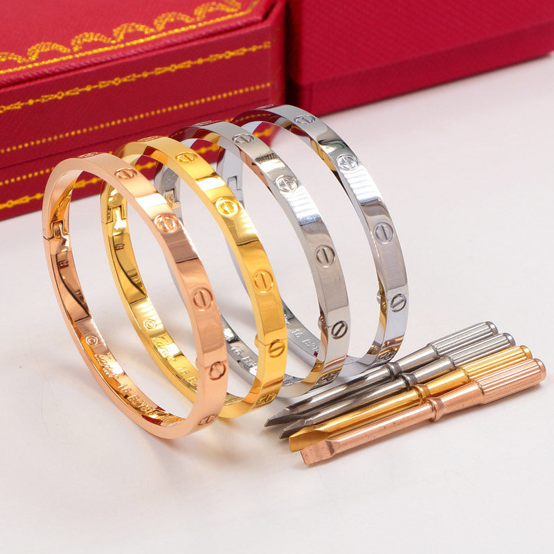 CAB15 LOVE screw bracelet with screwdriver bangle steel 18K gold plated Jewelry 15-22cm
