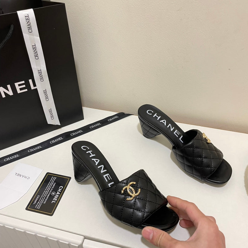 MCS54 Leather slippers Women Heel 6CM shoes 35-41 With box