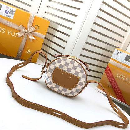 GLP201 Classic  Women's Shoulder Bag Round Leather Crossbody Bag 18x16x6x5CM
