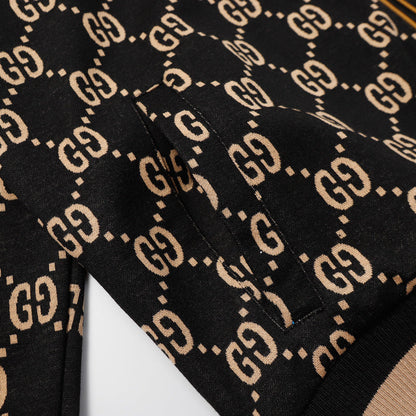 GUC3 Men's and women's interlocking double G printed knitted jacket set