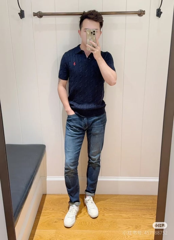 LFC15  New high-quality men's and women's spring and autumn polo shirts, short sleeved sweaters, sweaters, base sweaters, clothing