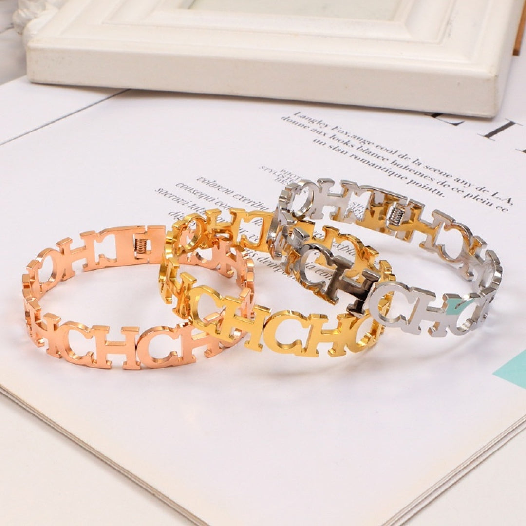 CHB66 Stainless steel large C letter bracelet women's jewelry