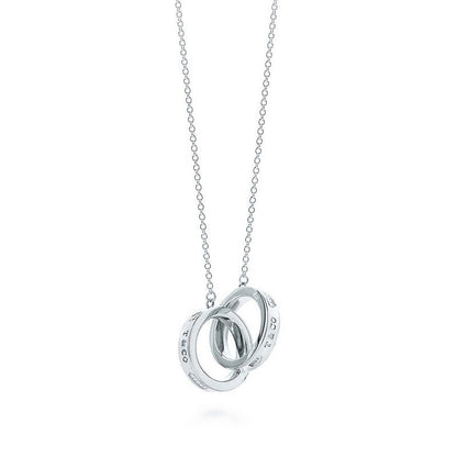 X642    Women's titanium steel buckle ring double ring necklace jewelry