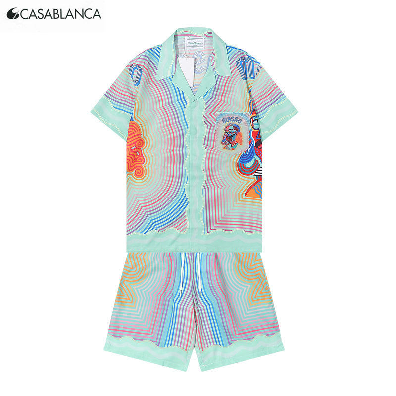 53Q98 Casual Summer Suit Shorts Short Sleeve Shirt