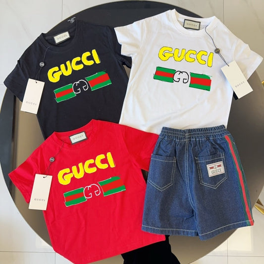 TGUC04  Boys and girls' pure cotton summer short sleeved top T-shirt Clothing