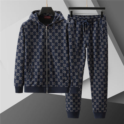 GUC0101 New men's spring and autumn thin style outerwear+long pants pure cotton casual suit clothing