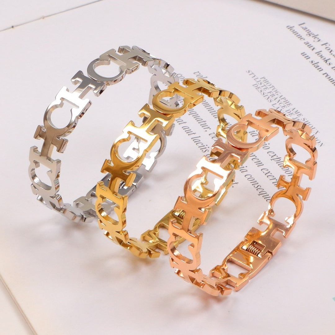 CHB66 Stainless steel large C letter bracelet women's jewelry