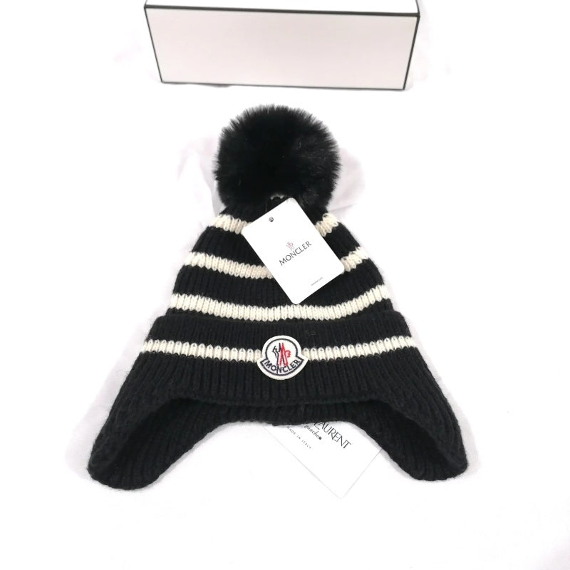 PMOH5   Children's ear protection striped knitted hat