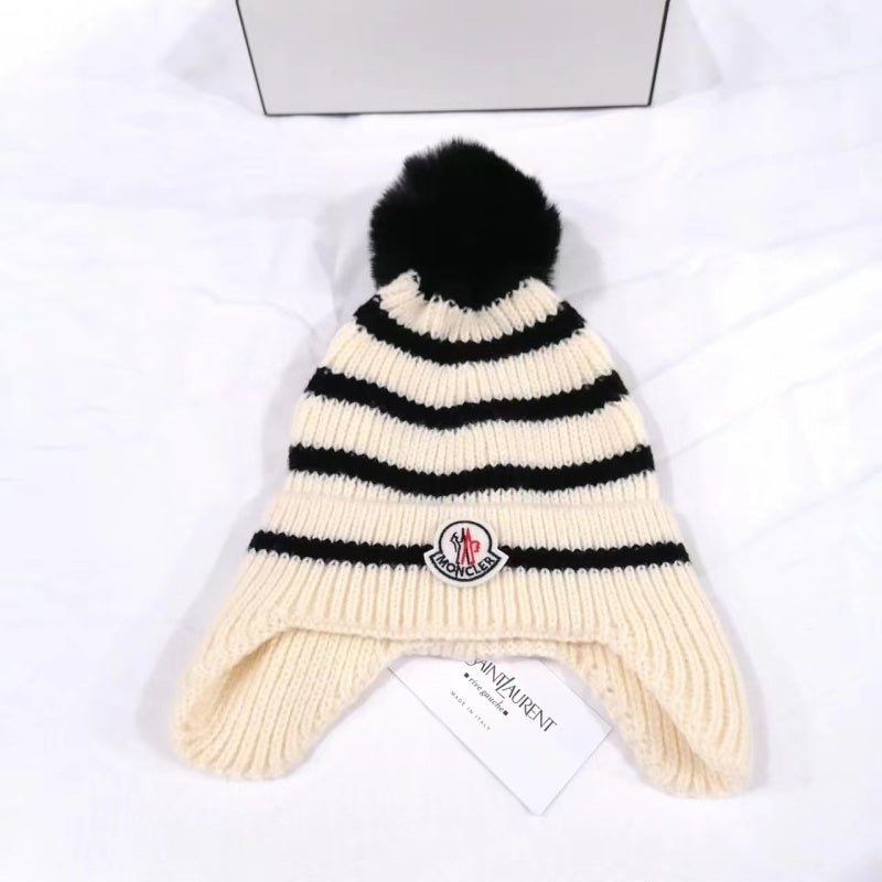 PMOH5   Children's ear protection striped knitted hat