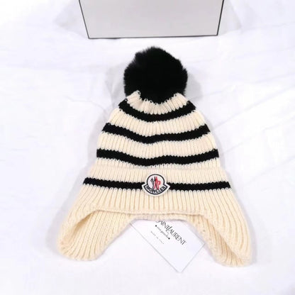 PMOH5   Children's ear protection striped knitted hat