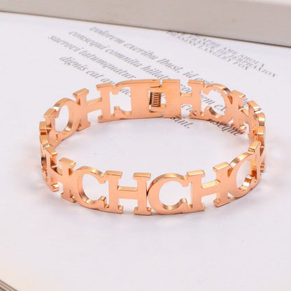 CHB66 Stainless steel large C letter bracelet women's jewelry