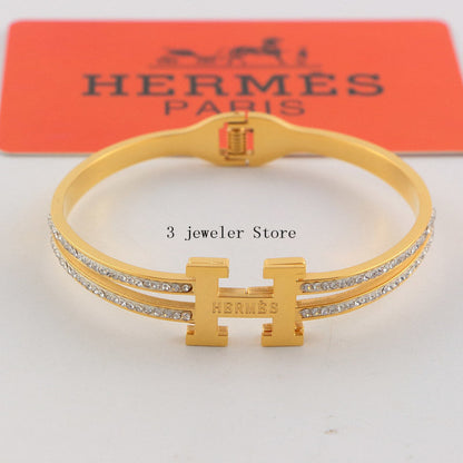 HB42  316L steel and crystal with 18K gold plated  Jewelry