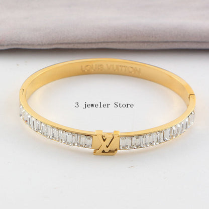 LVB74   316L steel and crystal with 18K gold plated   Jewelry