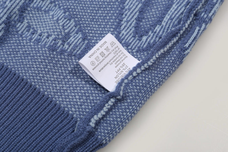 LVC033 New men's and women's autumn and winter cross towel embroidered pattern round neck wool knitted sweater clothing