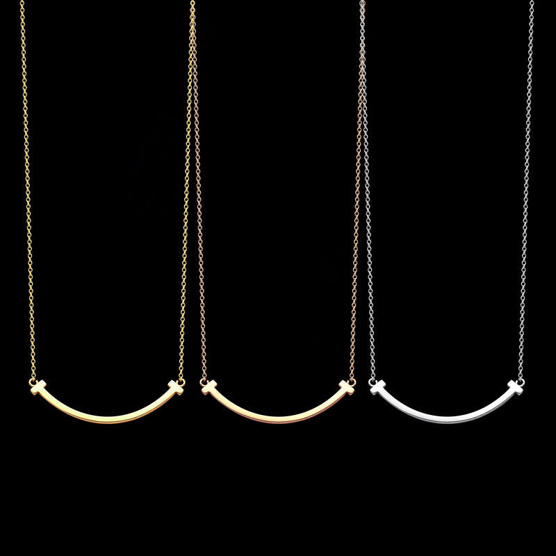 TN08  Women's smiley face stainless steel necklace jewelry