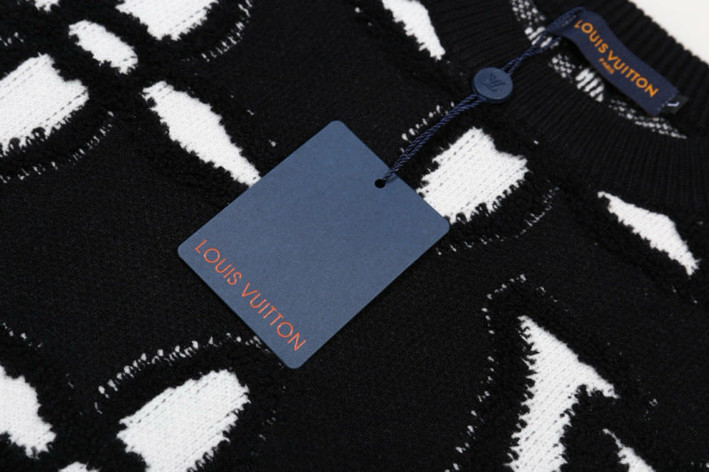 LVC033 New men's and women's autumn and winter cross towel embroidered pattern round neck wool knitted sweater clothing