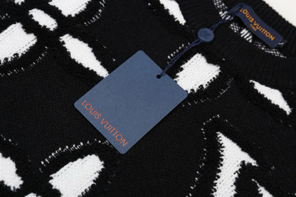 LVC033 New men's and women's autumn and winter cross towel embroidered pattern round neck wool knitted sweater clothing