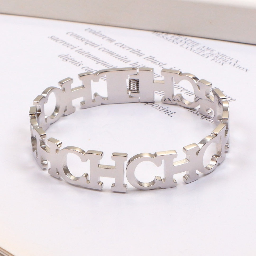CHB66 Stainless steel large C letter bracelet women's jewelry