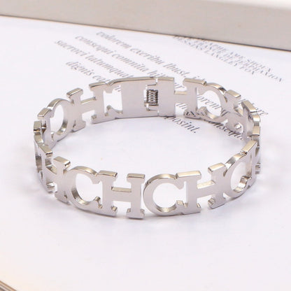 CHB66 Stainless steel large C letter bracelet women's jewelry