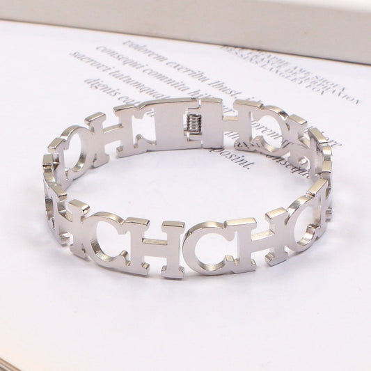 CHB66 Stainless steel large C letter bracelet women's jewelry