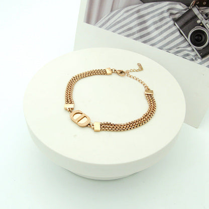 DB03   Frosted D Letter Three layer Bracelet Jewelry