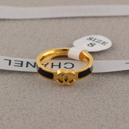 CHR14  Titanium steel double C letter narrow couple ring  Jewelry