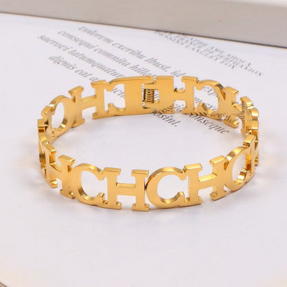 CHB66 Stainless steel large C letter bracelet women's jewelry