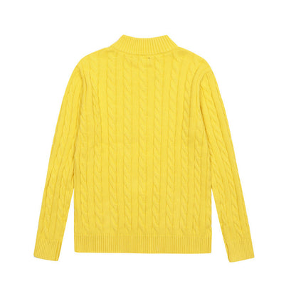 LFC18 New high-quality men's and women's ruff half zip solid pony embroidery logo Fried Dough Twists knitting sweater Clothing