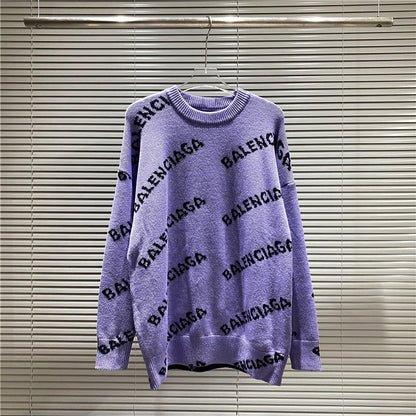 BAC56 Men's and women's full-print double-sided knit jacquard sweater