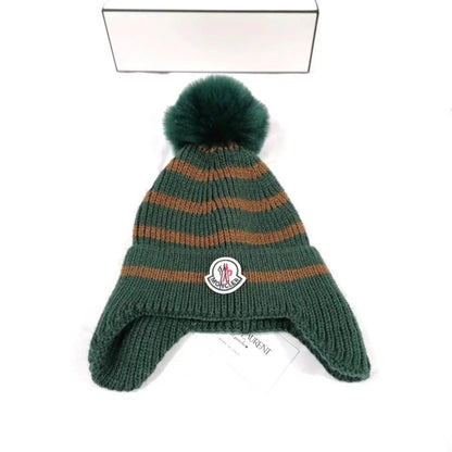 PMOH5   Children's ear protection striped knitted hat
