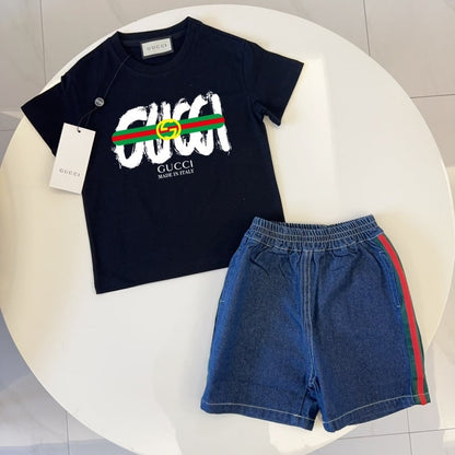TGUC01  Boys and girls' pure cotton summer short sleeved top T-shirt Clothing