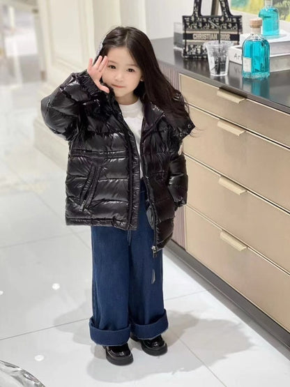 043021 Male and female children's waist cinched Maya down kids jacket clothes