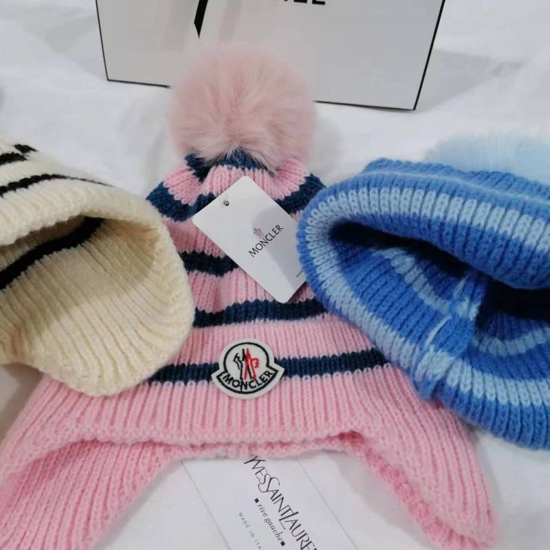 PMOH5   Children's ear protection striped knitted hat