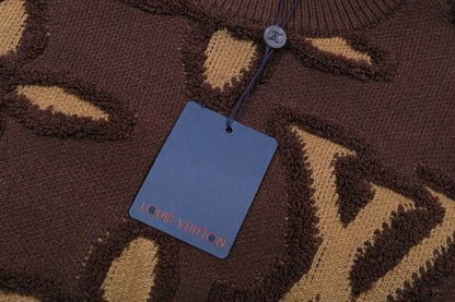 LVC033 New men's and women's autumn and winter cross towel embroidered pattern round neck wool knitted sweater clothing