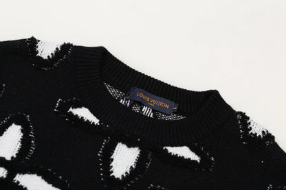 LVC033 New men's and women's autumn and winter cross towel embroidered pattern round neck wool knitted sweater clothing