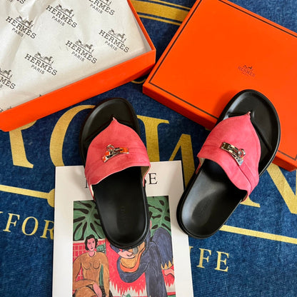 MJHS14 Leather slippers Women shoes 35-42 With box