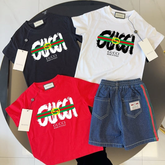 TGUC01  Boys and girls' pure cotton summer short sleeved top T-shirt Clothing