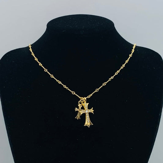 CHSN4  Women's Retro Love Cross Side Necklace Jewelry