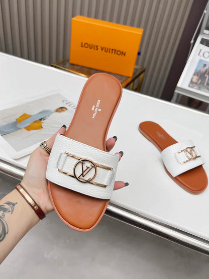 MJLS01  Leather slippers Women shoes 35-42 With box