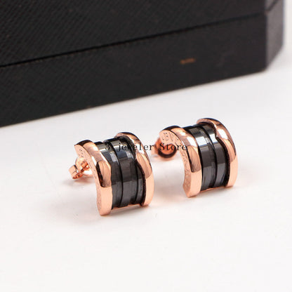 BVE12 Black and white ceramic earrings  Jewelry