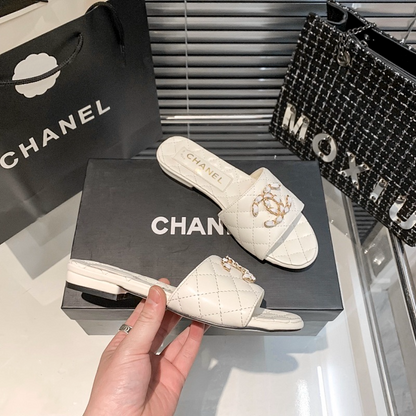 MCS06 Synthetic Leather slippers 35-40 Shoes With box