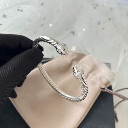 DY  DVB3  Fashionable and popular two tone 5MM bracelet with micro inlaid round head opening jewelry