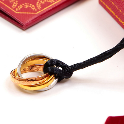 CAN38 Classic Three Ring Necklace for Men and Women, Couple's Necklace, Stainless Steel Gilded Jewelry