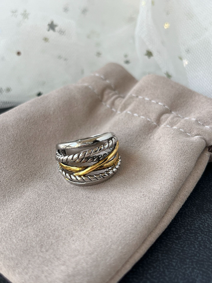 DY DJ060 Simple Multi layer Color Separation Ring Vintage Ring Jewelry copper with gold plated