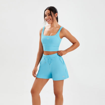 alo5109   Women's yoga lingerie high stretch sleeveless vest shorts casual suit clothing
