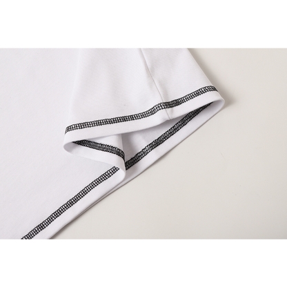 LVC165 High quality men's short sleeved heavy-duty embroidered T-shirt, pure cotton top Clothing
