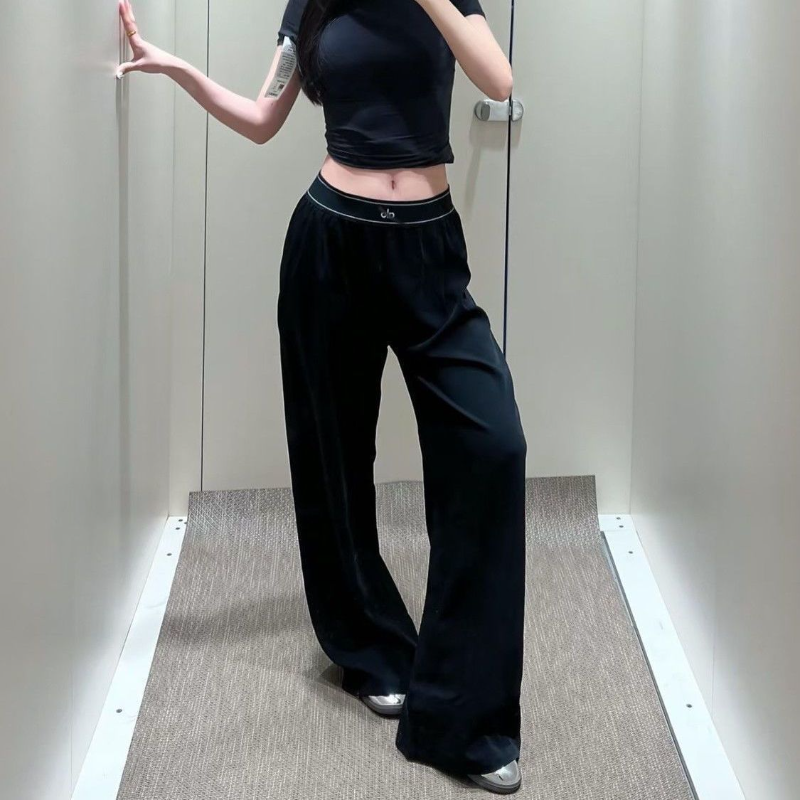 ALS1 sports pants with woven webbing, loose and slimming, slim and lightweight, wide leg pants, high waist pants